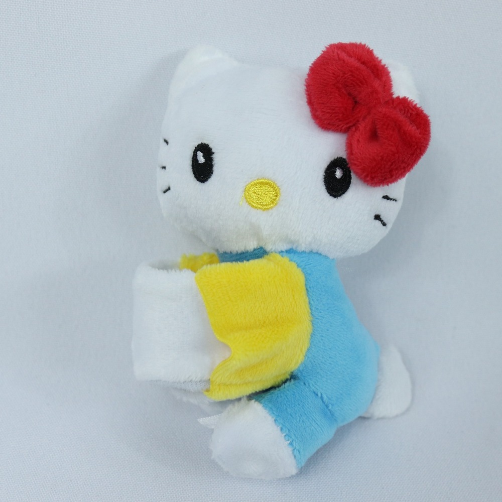 Sanrio Hello Kitty Cutie Cuff Plush Slap Bracelet Blue Shirt Red Bow